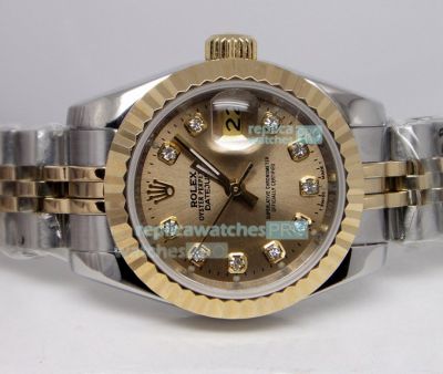 Replica Rolex Datejust Yellow Gold Dial 2-Tone Case Watch